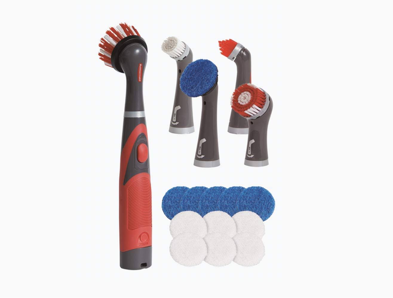 Rubbermaid Reveal Power Scrubber 18-Piece Kit, Cordless Electric Battery Powered Scrub Brush, Water Resistant, for Home/Kitchen/Bathroom/Grout/Tile
