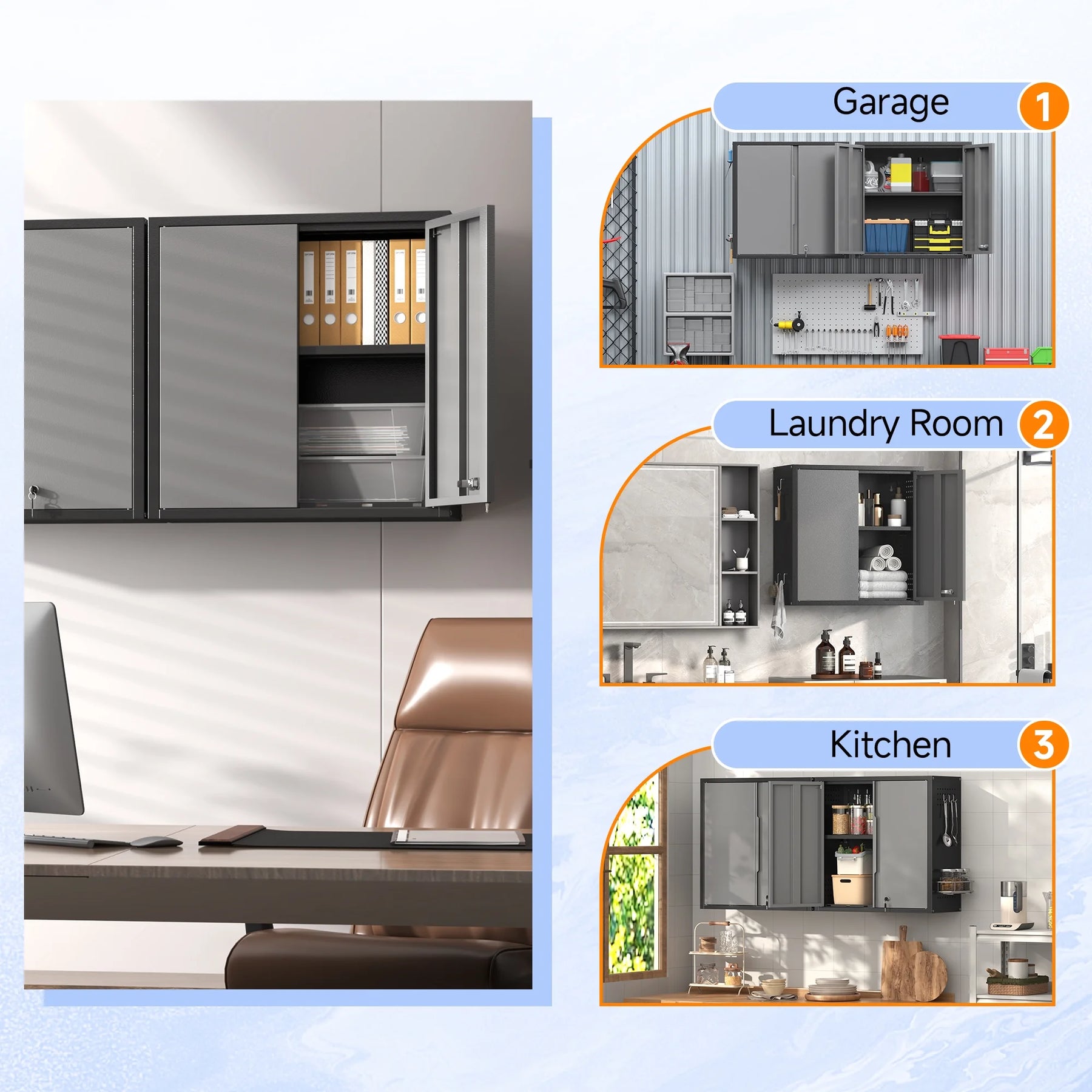 Topass Metal Wall Cabinet with Lockgarage Storage Cabinet, Wall - Mounted Utility Cabinet with Adjustable Shelf & Locking Doors