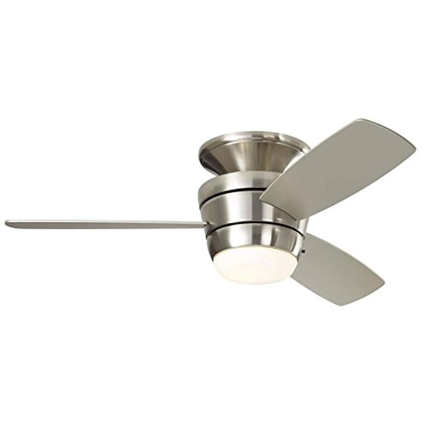 Harbor Breeze Mazon 44 - in Brushed Nickel LED Indoor Flush Mount Ceiling Fan with Light Kit and Remote (3 - Blade)