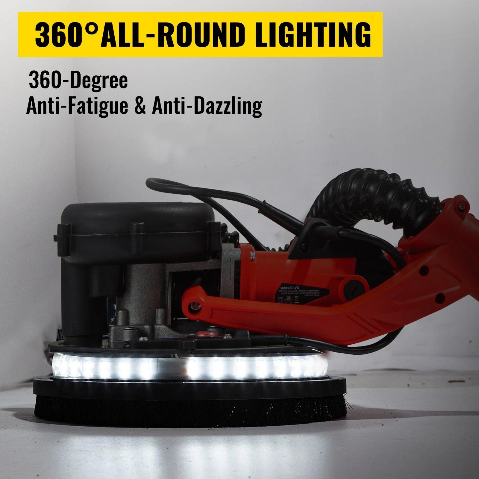 Drywall Sander 850W, Electric Drywall Sander, Electric Sander, with LED Strip Light and Vacuum Bag, Variable Speed 800 - 1750 RPM, Foldable Sheetrock