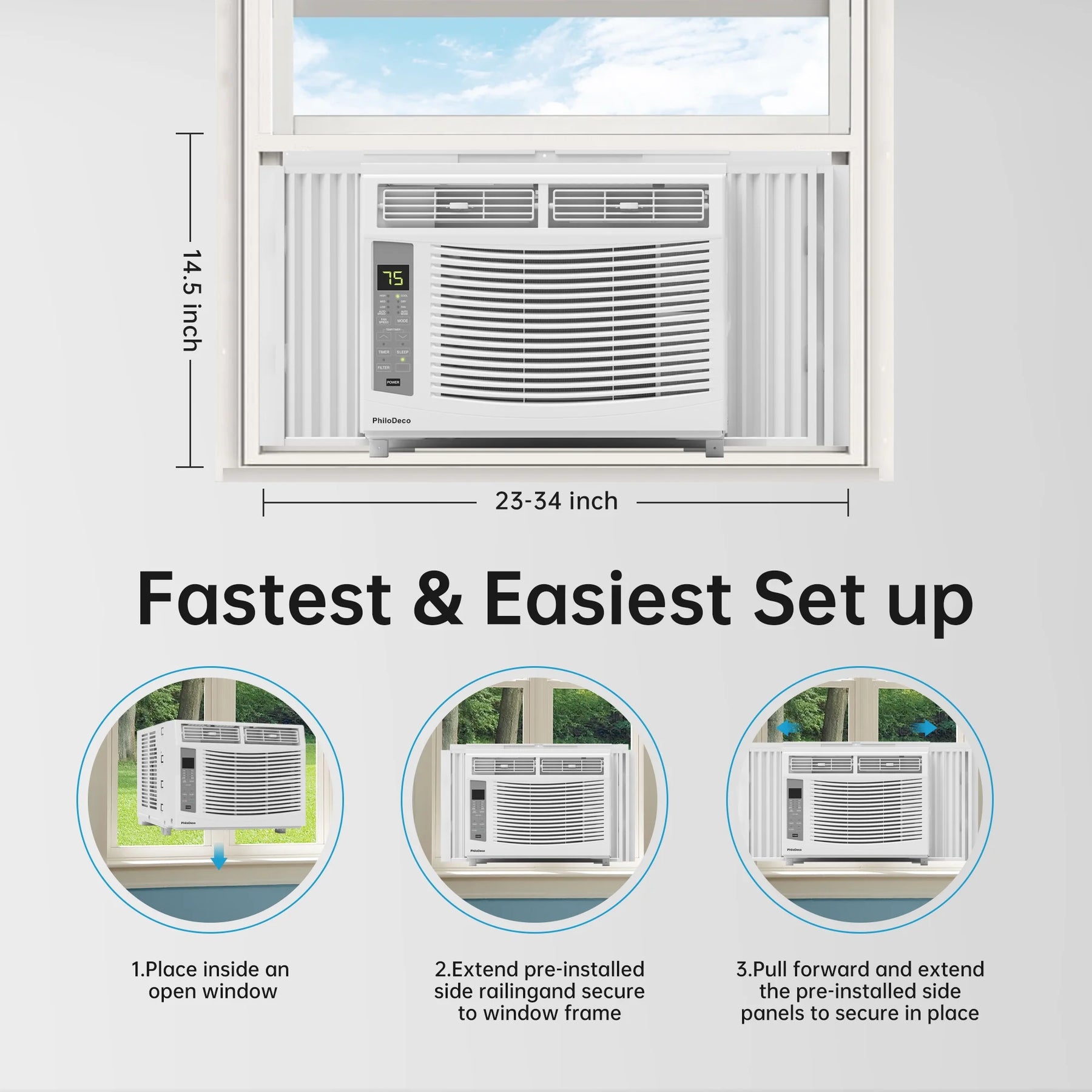 Window Air Conditioner 6000 BTU Cool to 250 Sq Ft Intelligent, LED, Remote Control, Easy to Clean Filter Screen, Can Be Used As a Dehumidifier/Fan