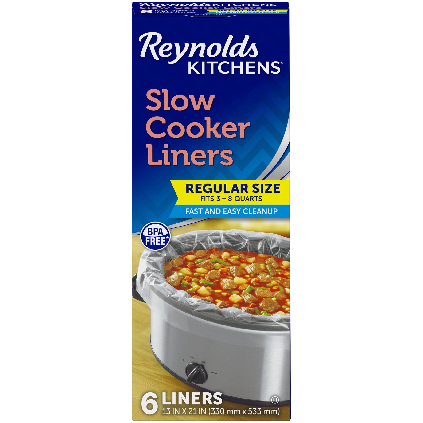Reynolds Kitchens Slow Cooker Liners, Regular (Fits 3 - 8 Quarts), 6 Count (Pack of 2)