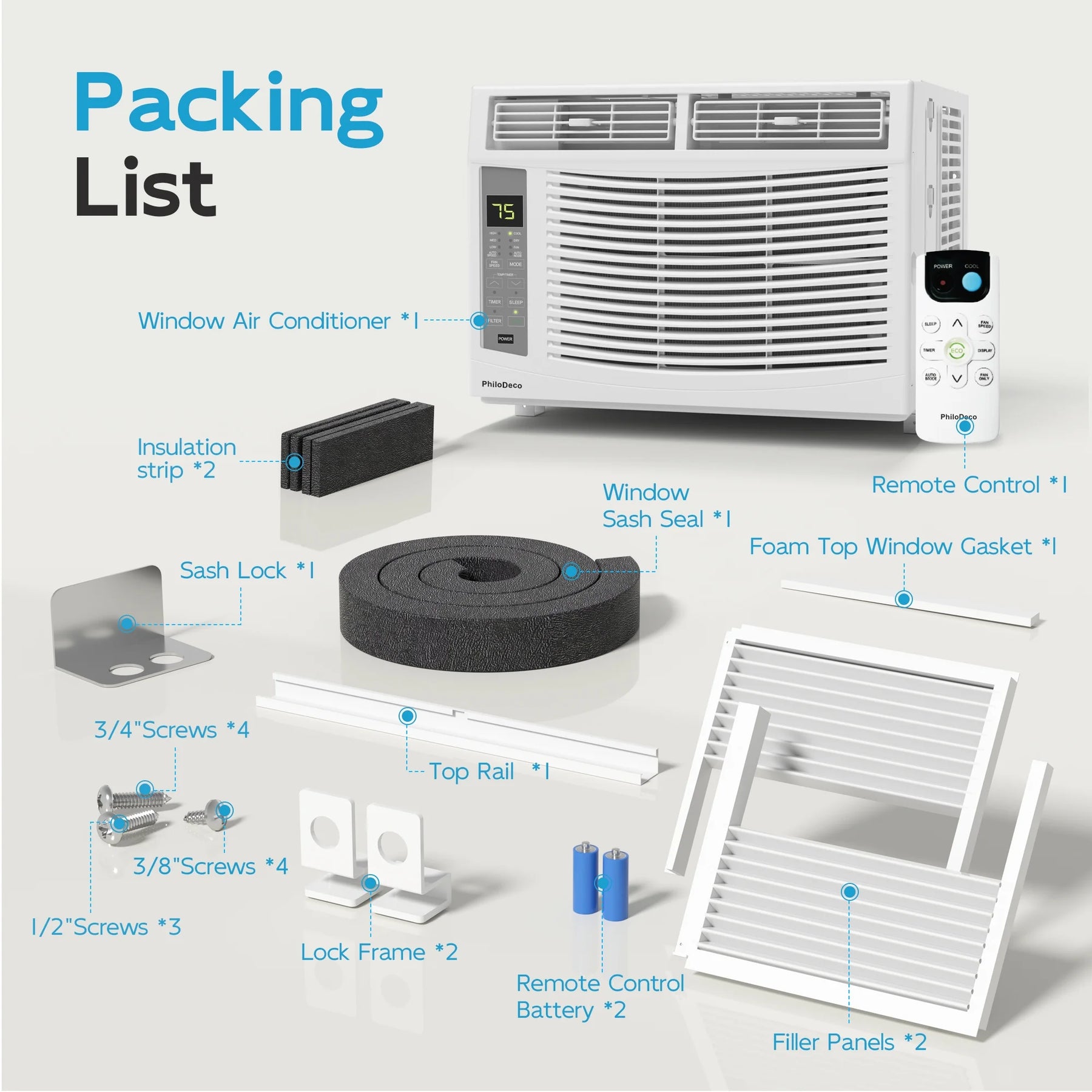Window Air Conditioner 6000 BTU Cool to 250 Sq Ft Intelligent, LED, Remote Control, Easy to Clean Filter Screen, Can Be Used As a Dehumidifier/Fan