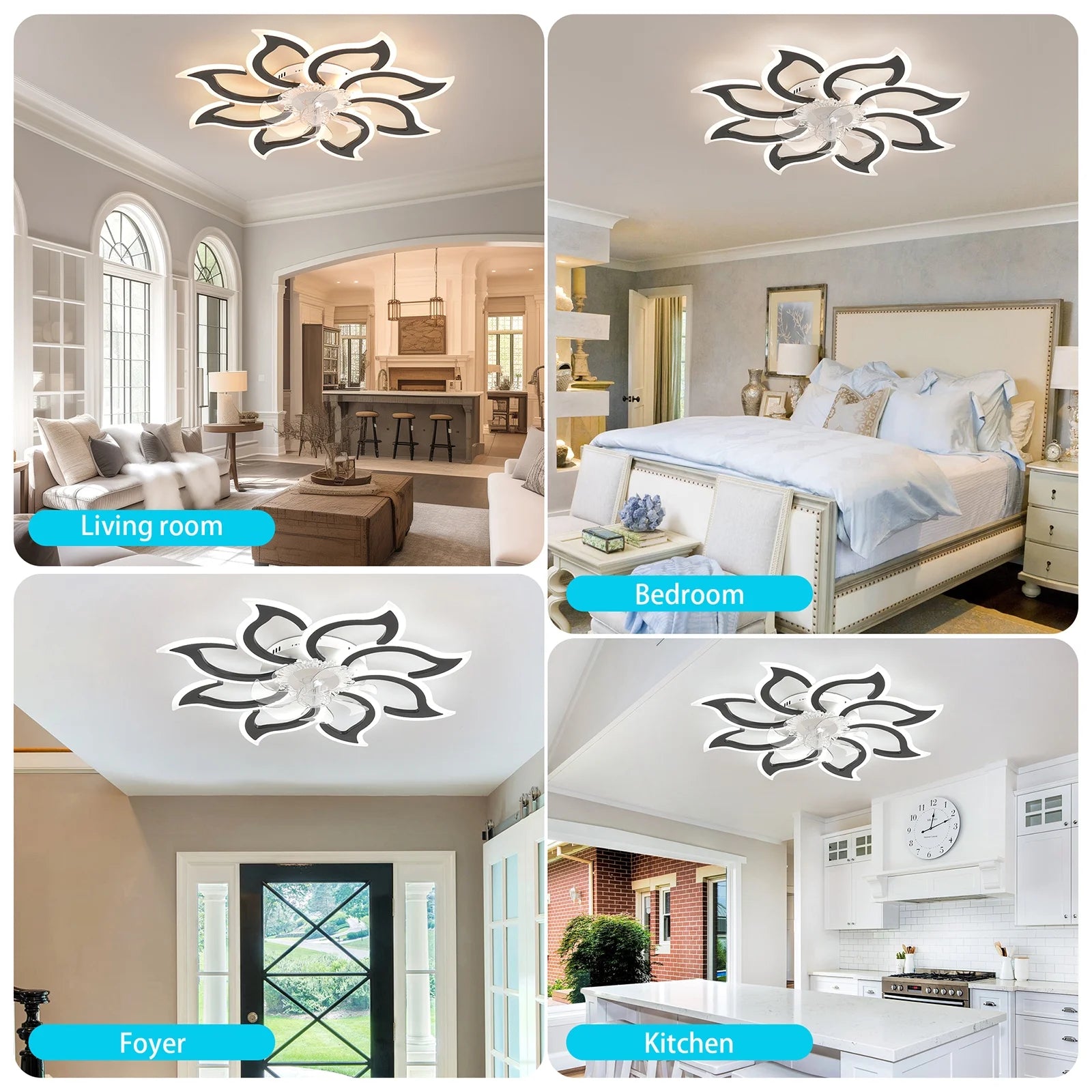 Garwarm Dimmable Ceiling Fan with Light and Remote Control, 27" Small Flush Mounted Ceiling Fan