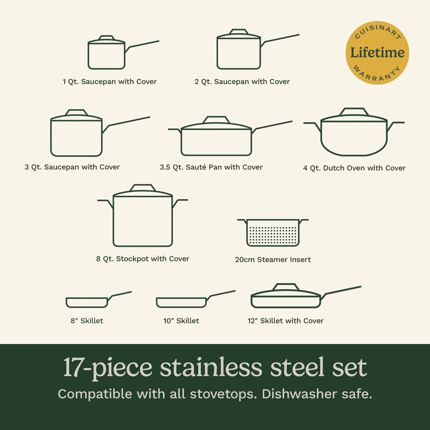 Cuisinart Chefs Classic 17 Piece Stainless Steel Cookware Set