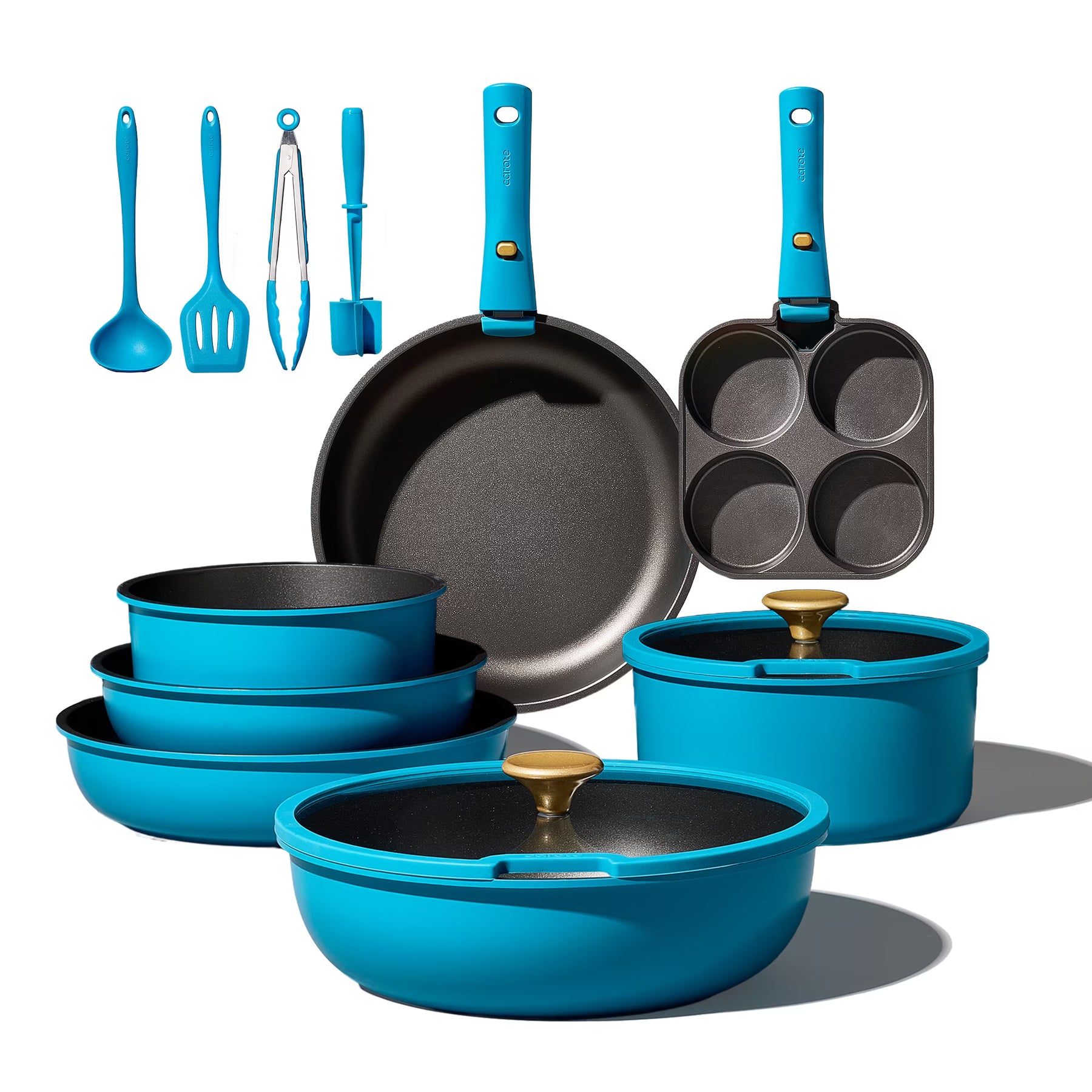 Carote 20 Pcs Nonstick Cookware Sets, Pots and Pans Set with Detachable Handles, Oven Safe, Induction Cookware, Stackable Kitchen Cooking Set, Ultra