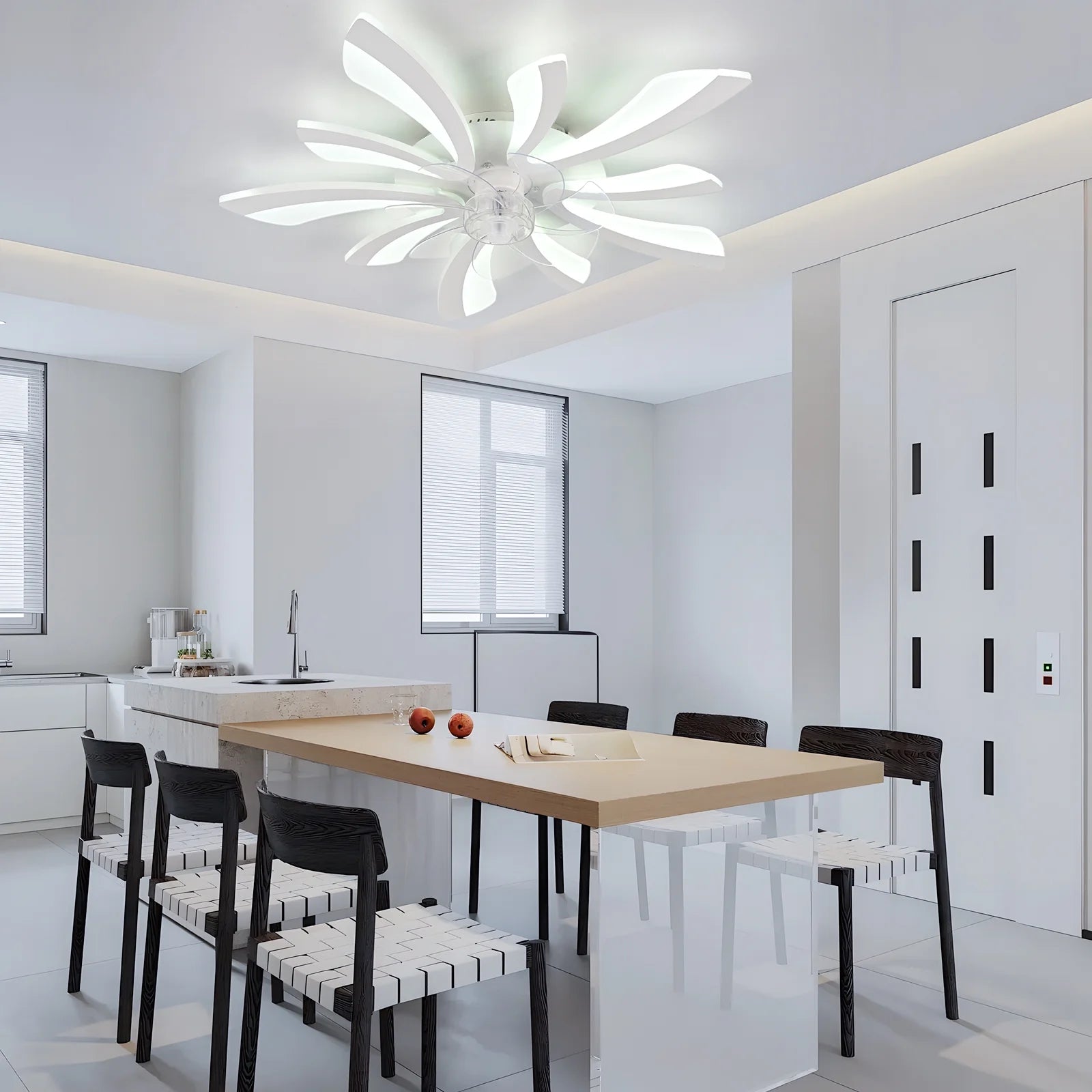 Garwarm Dimmable Ceiling Fan with Light and Remote Control, 27" Small Flush Mounted Ceiling Fan