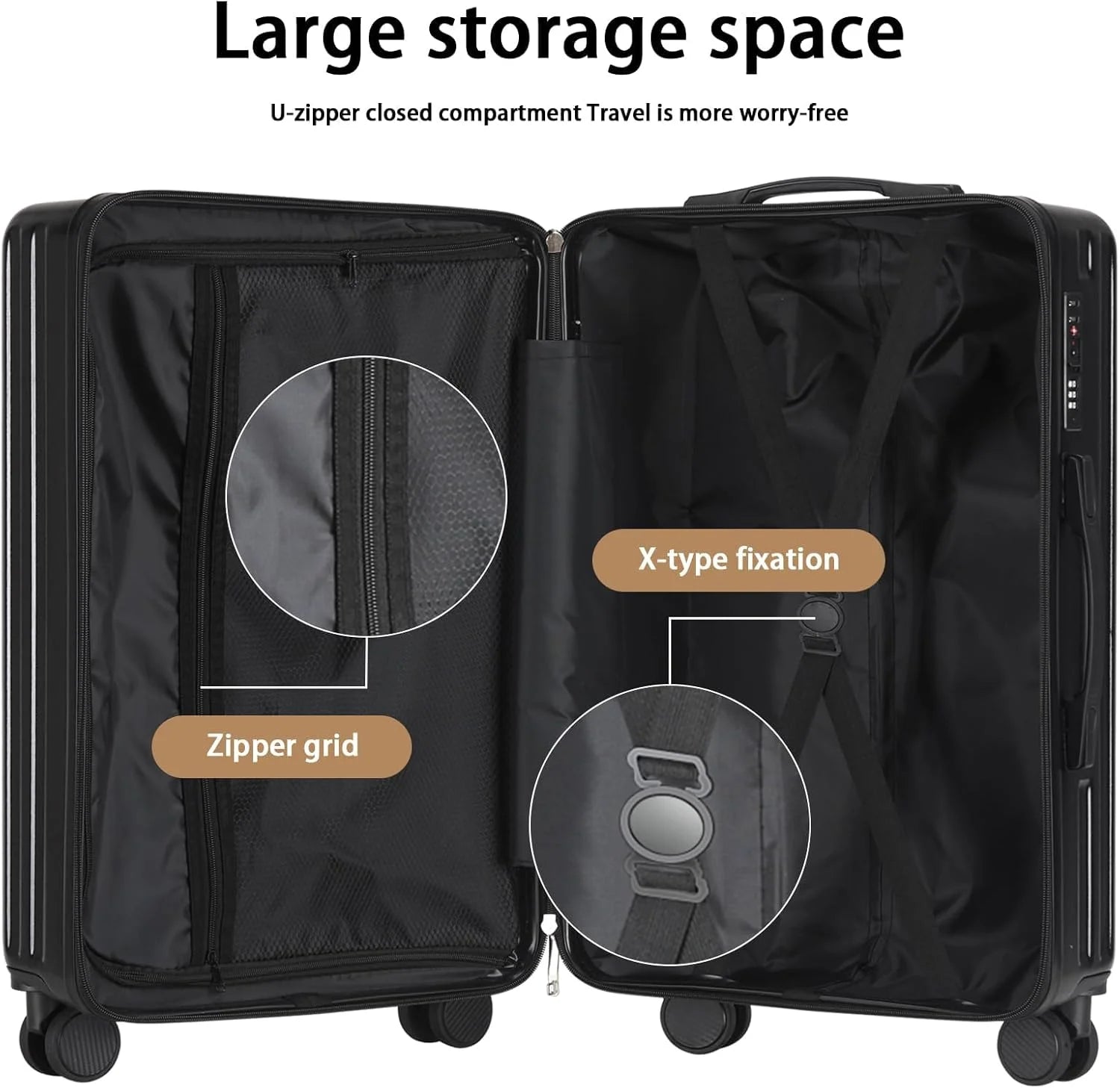 20 in Carry on Luggage with Cup Holder & USB Port, Airline Approved TSA - Locked Luggage, Lightweight PC Material Travel Suitcase