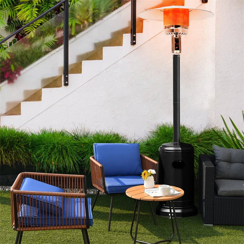 50,000 BTU Propane Patio Heater, Standing Stainless Steel Outdoor Heater with Wheels, Triple Protection, CSA Certified for Deck & Commercial
