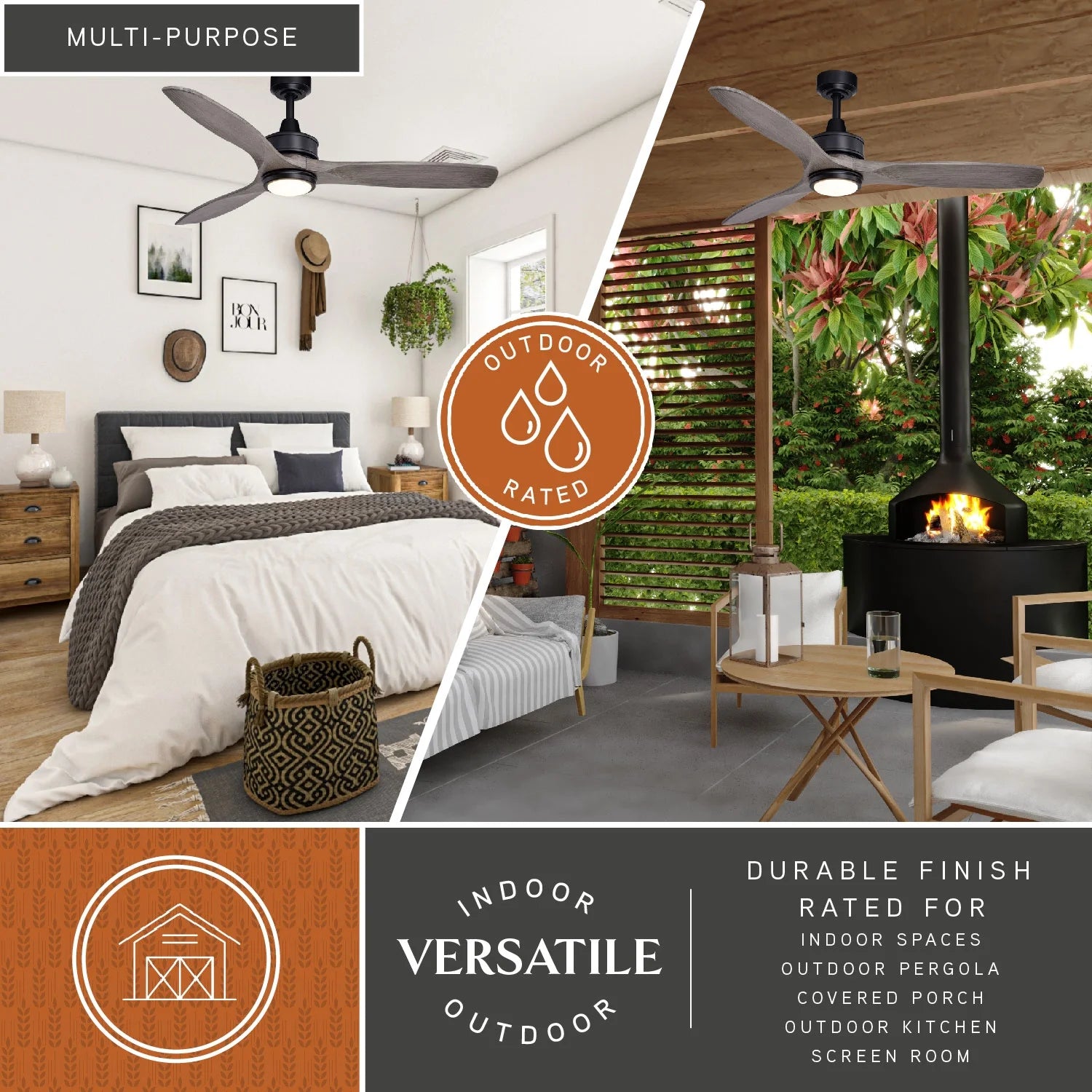 Vaxcel Curtiss Satin Brass Mid - Century Modern MCM Wood Propeller Ceiling Fan with LED Light Kit and Remote