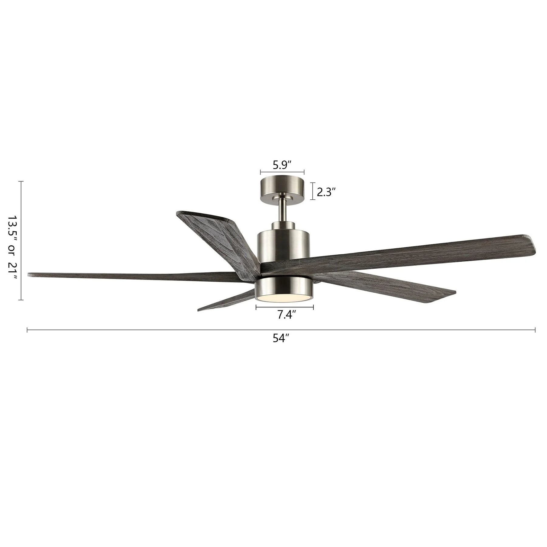 WINGBO 54 DC Ceiling Fan with Lights and Remote Control, 5 Reversible Carved Wood Blades Brass/Black