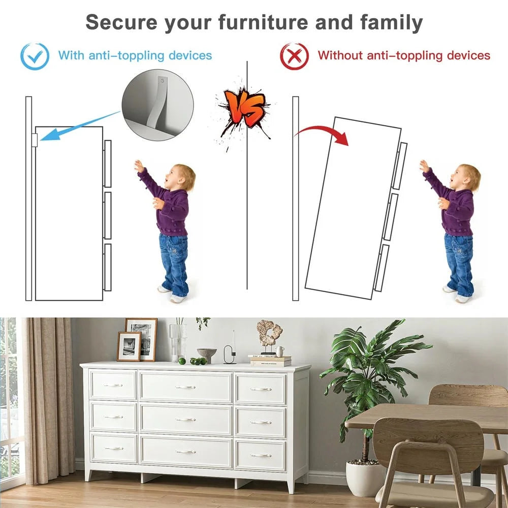 Kadyn Modern 6 Drawer Dresser Wood Cabinet, Dresser for Bedroom, Kitchen Storage Cabinet with Drawers, Chest of Drawers(Black)