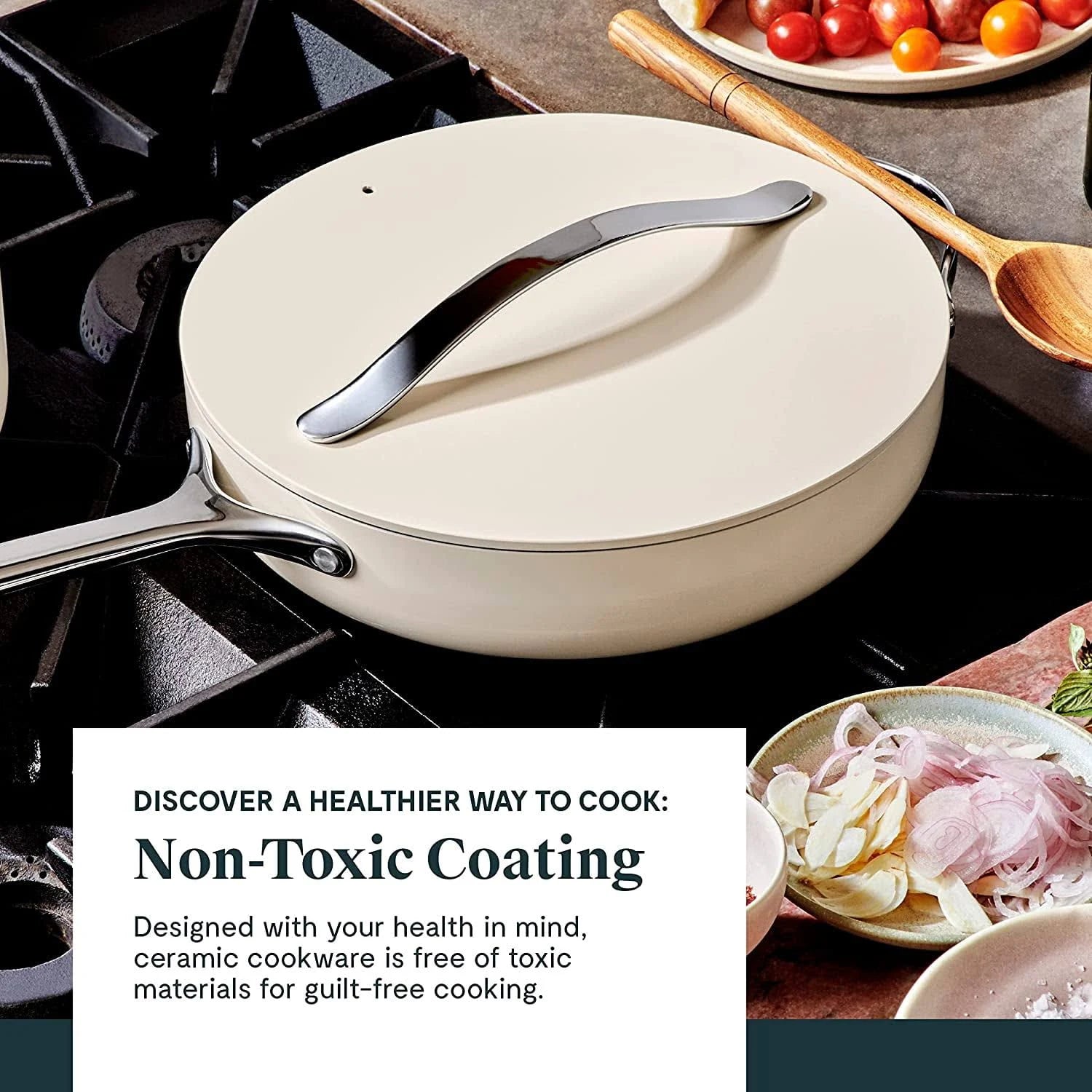 Caraway Nonstick Ceramic Cookware Set (12 Piece) Pots Pans Lids and Kitchen Storage - Non Toxic PTFE & PFOA Free - Oven Safe & Compatible