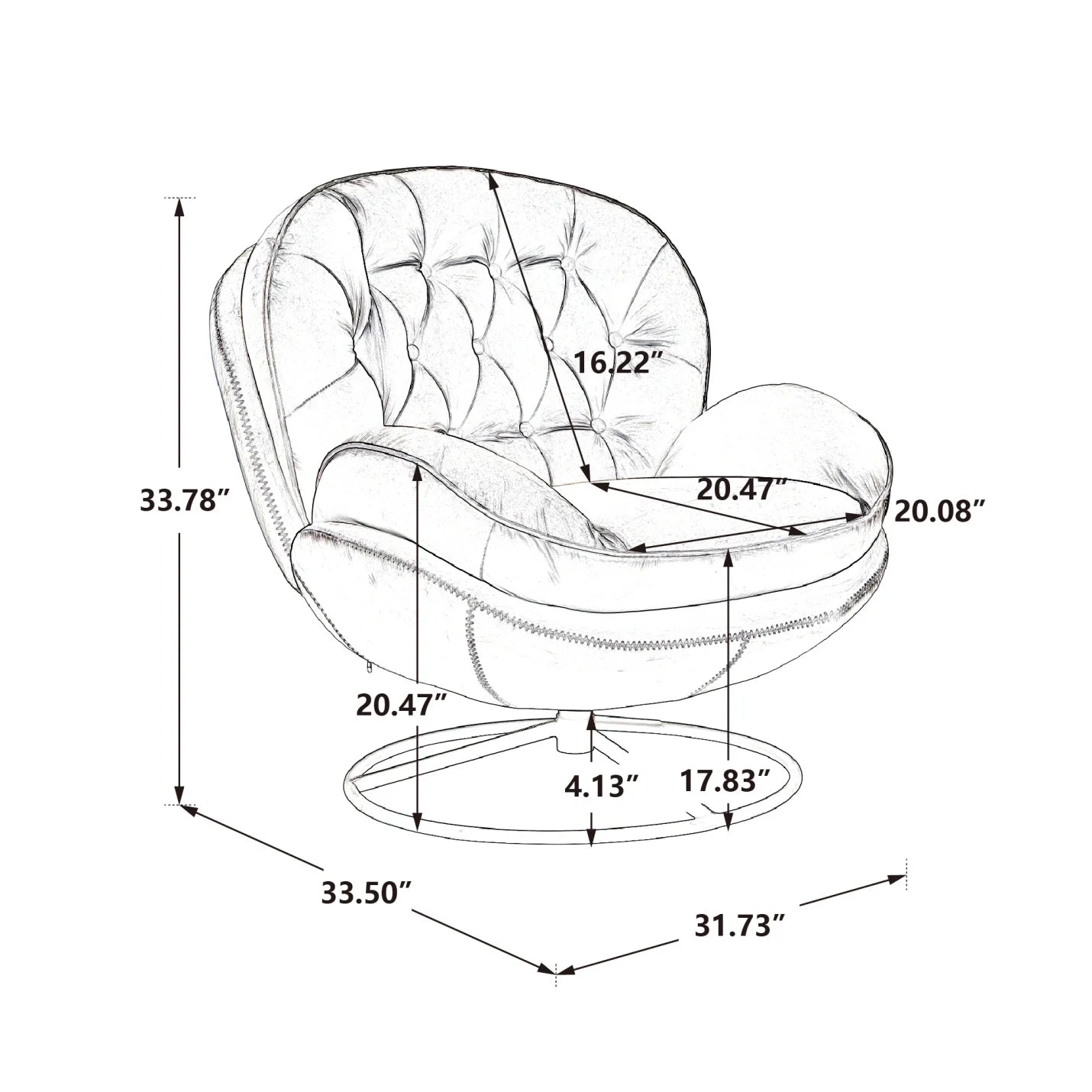 Velvet Swivel Accent Chair with Ottoman, Modern Chaise Lounge Chair with Metal Frame and Footstool, Comfy Armchair Reading Chair