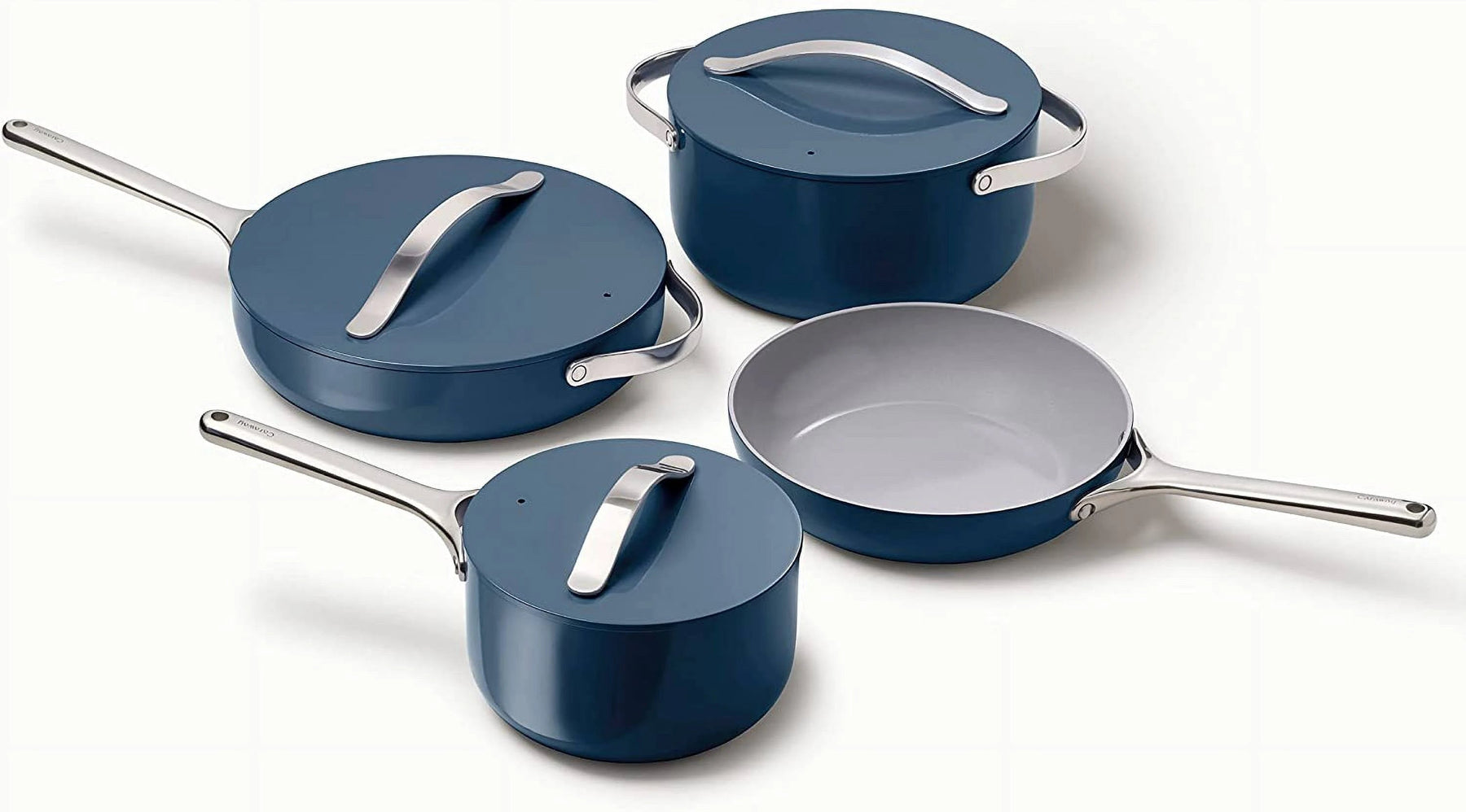 Caraway Nonstick Ceramic Cookware Set (12 Piece) Pots Pans Lids and Kitchen Storage - Non Toxic PTFE & PFOA Free - Oven Safe & Compatible