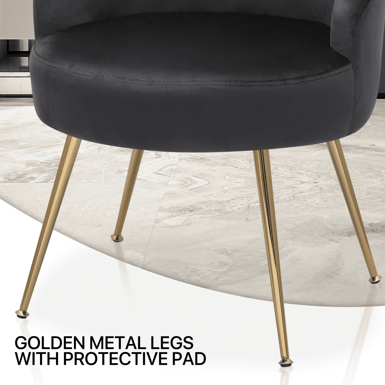 Monibloom Velvet Accent Chair, Modern Upholstered Single Sofa Side Chair, Comfy Barrel Club Living Room Armchair with Golden Metal Legs