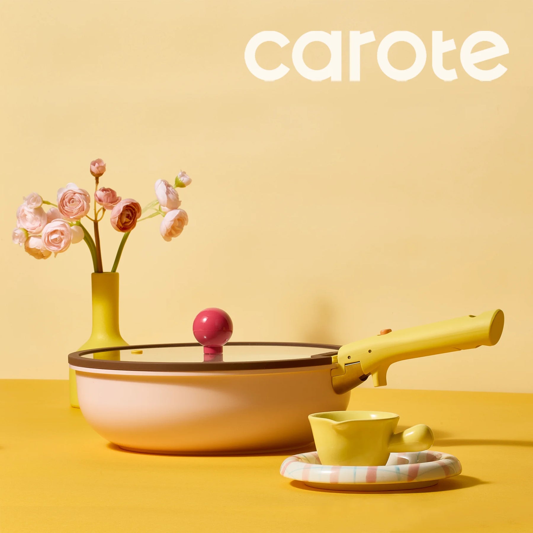 Carote 20 Pcs Ceramic Nonstick Cookware Set, Pots and Pans Set with Detachable Handles, Oven/Dishwasher Safe, Stackable Kitchen Cooking Set, Colorful
