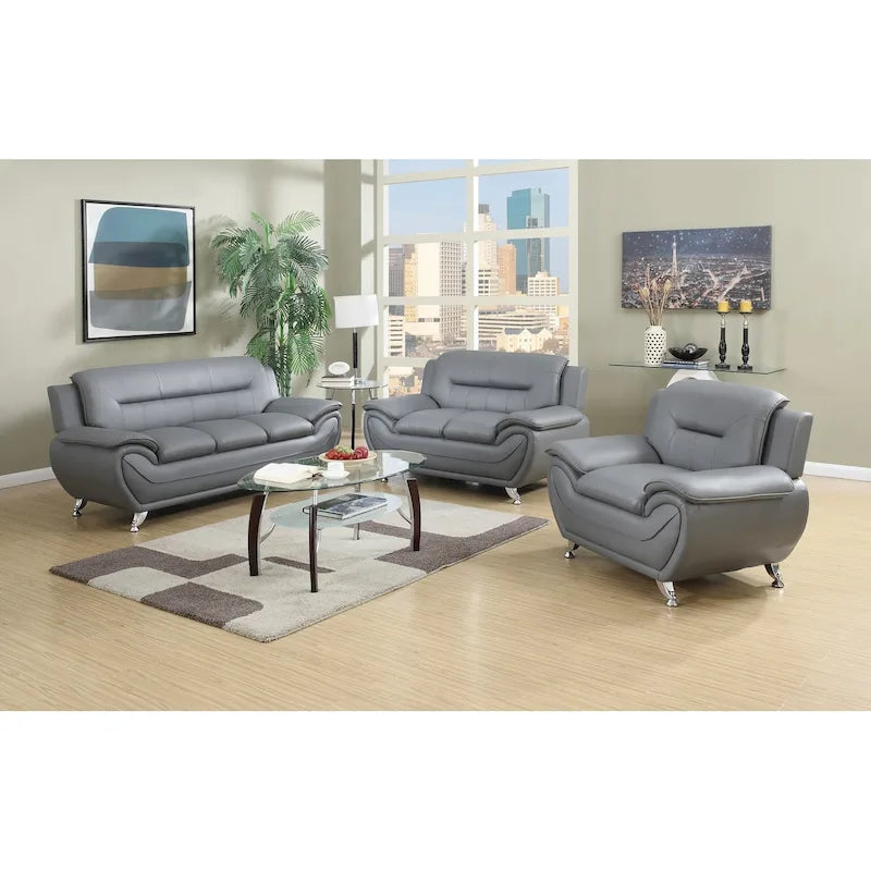 3 Piece Living Room Sofa Set with Upholstered Seating and Modern Design
