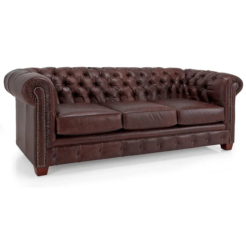 Hancock Tufted Top Grain Italian Leather Chesterfield Sofa - Dimensions: 31" H x 86" W x 40" D