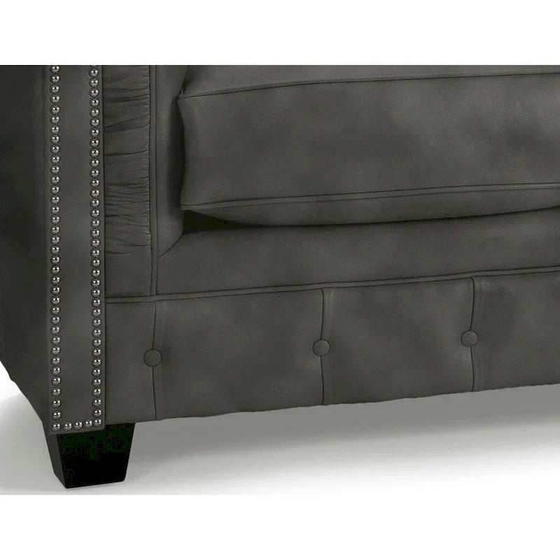 Hancock Tufted Top Grain Italian Leather Chesterfield Sofa - Dimensions: 31" H x 86" W x 40" D