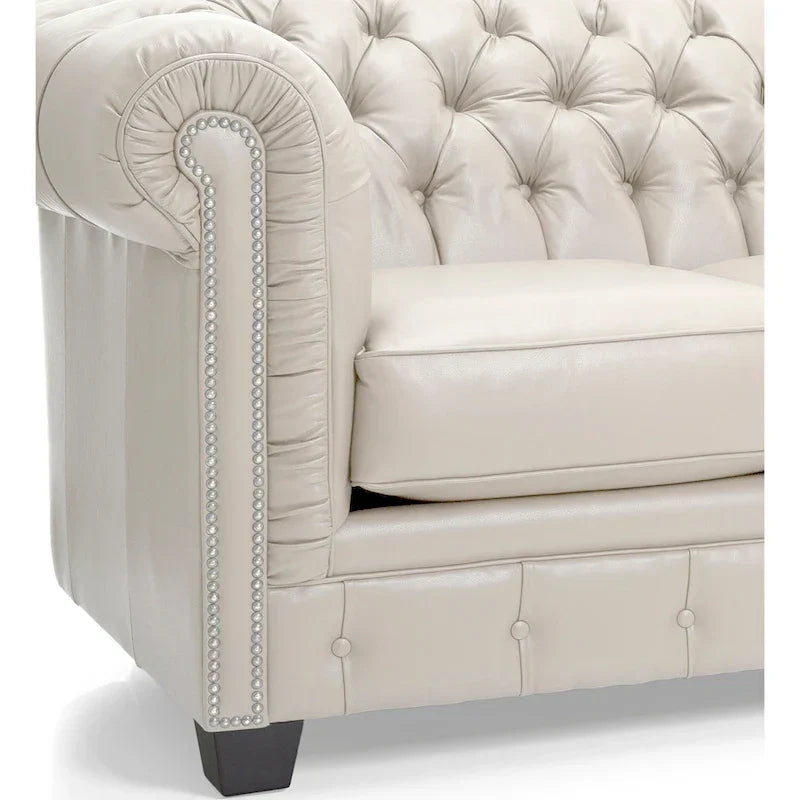 Hancock Tufted Top Grain Italian Leather Chesterfield Sofa - Dimensions: 31" H x 86" W x 40" D
