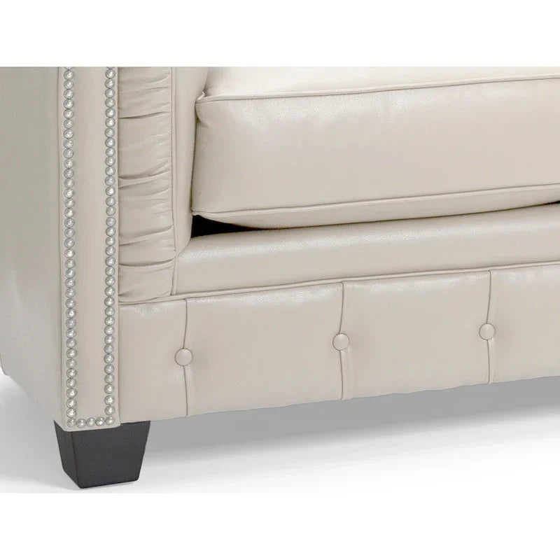 Hancock Tufted Top Grain Italian Leather Chesterfield Sofa - Dimensions: 31" H x 86" W x 40" D