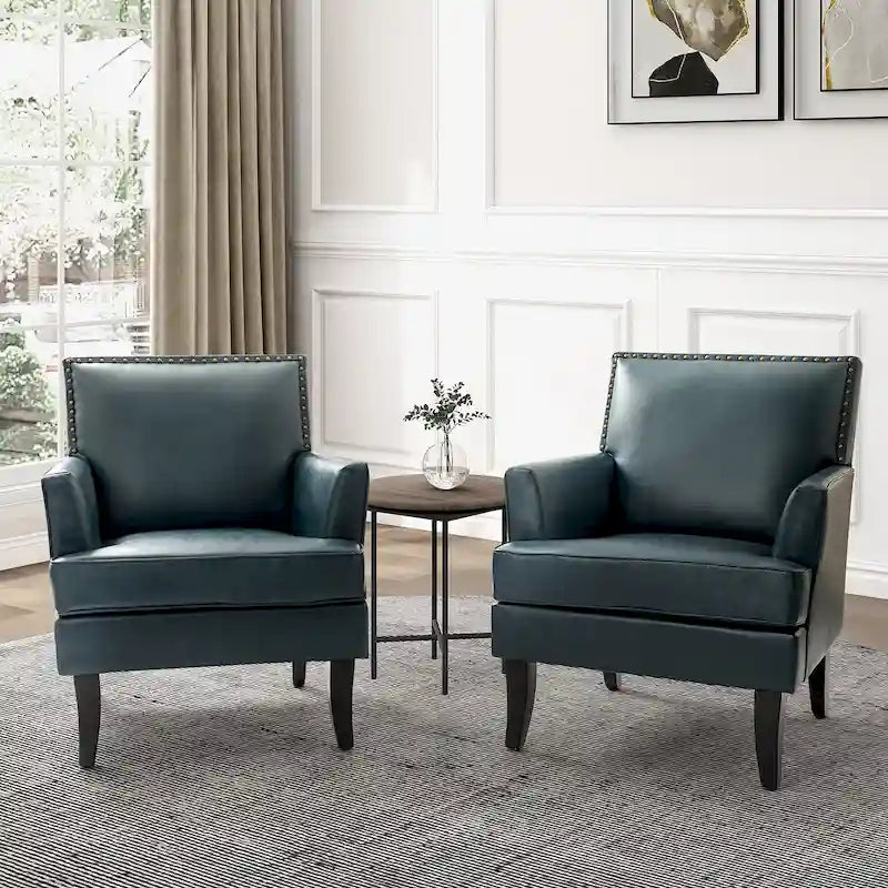 Nileus Set of 2 Modern Classic Polyester Accent Chairs with Solid Wood Legs by HULALA HOME