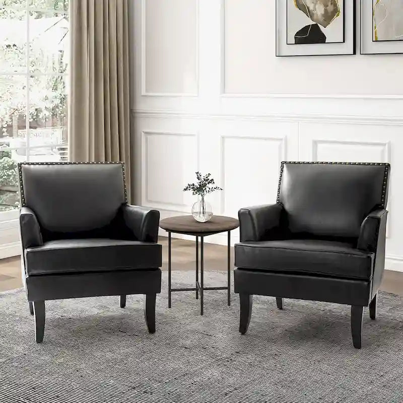 Nileus Set of 2 Modern Classic Polyester Accent Chairs with Solid Wood Legs by HULALA HOME