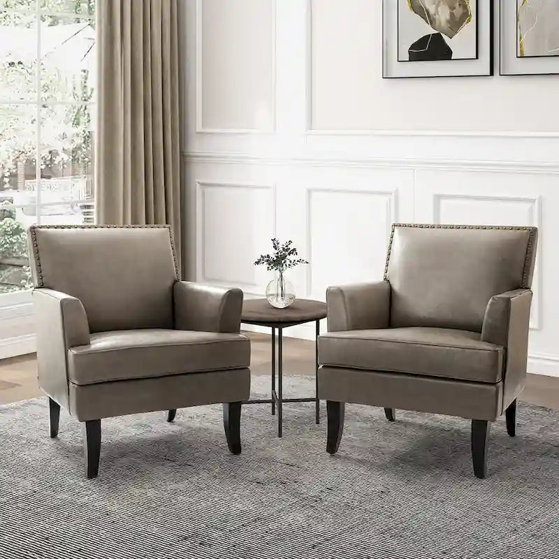Nileus Set of 2 Modern Classic Polyester Accent Chairs with Solid Wood Legs by HULALA HOME