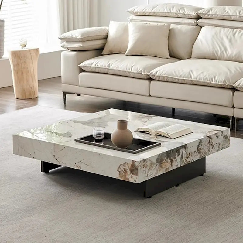 JASIWAY Elegant Sintered Stone Square Coffee Table
