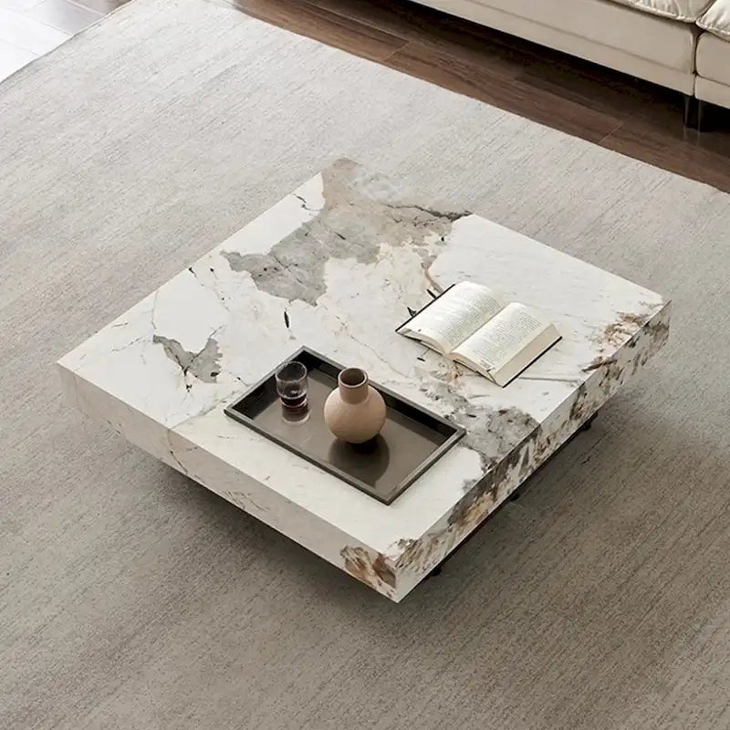 JASIWAY Elegant Sintered Stone Square Coffee Table