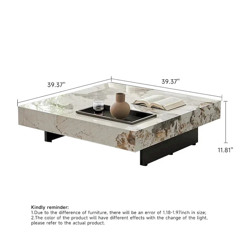 JASIWAY Elegant Sintered Stone Square Coffee Table
