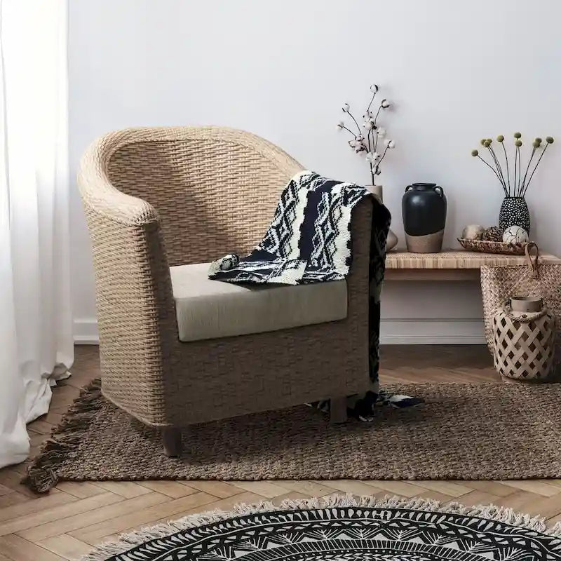 Furniture of America Lali Rustic Kubu Rattan Wicker Lounge Chair