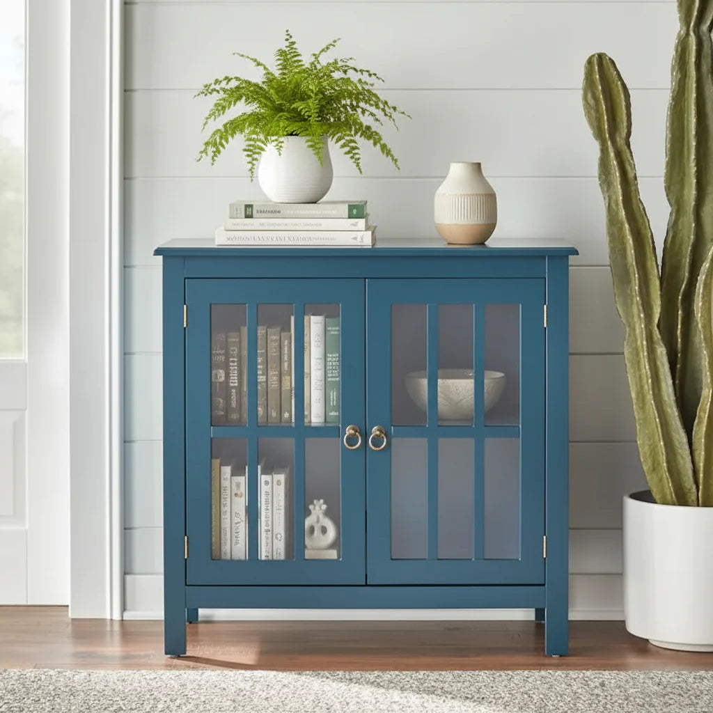 Portland 2 - Door Glass Cabinet by Simple Living