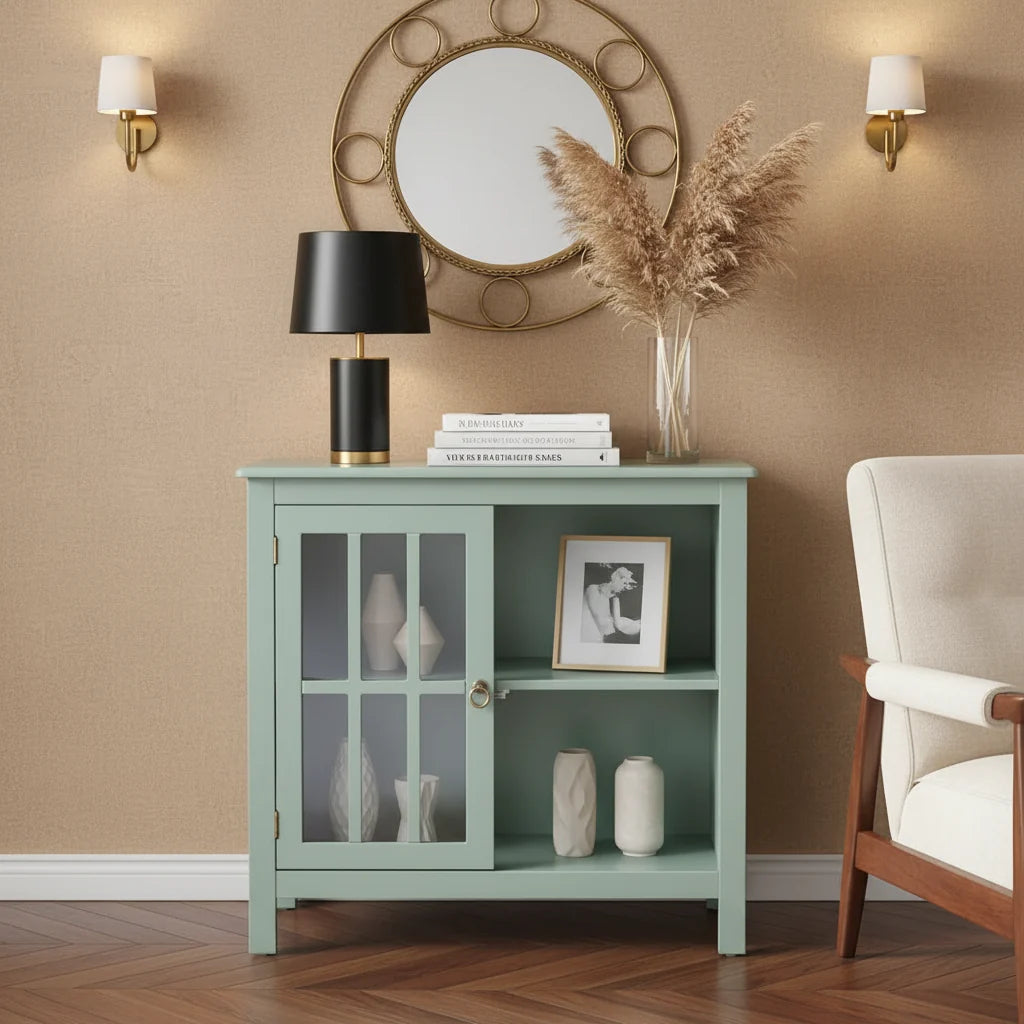 Portland 2 - Door Glass Cabinet by Simple Living