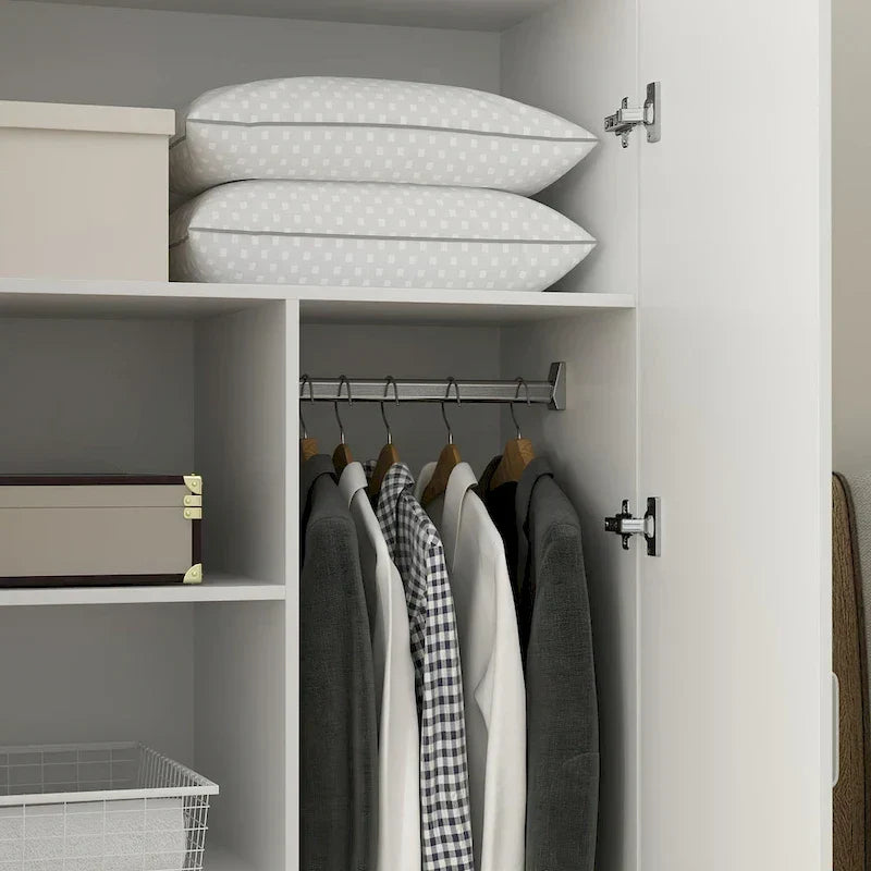 Freestanding 2 - Door Bedroom Armoire with Hanging Rod