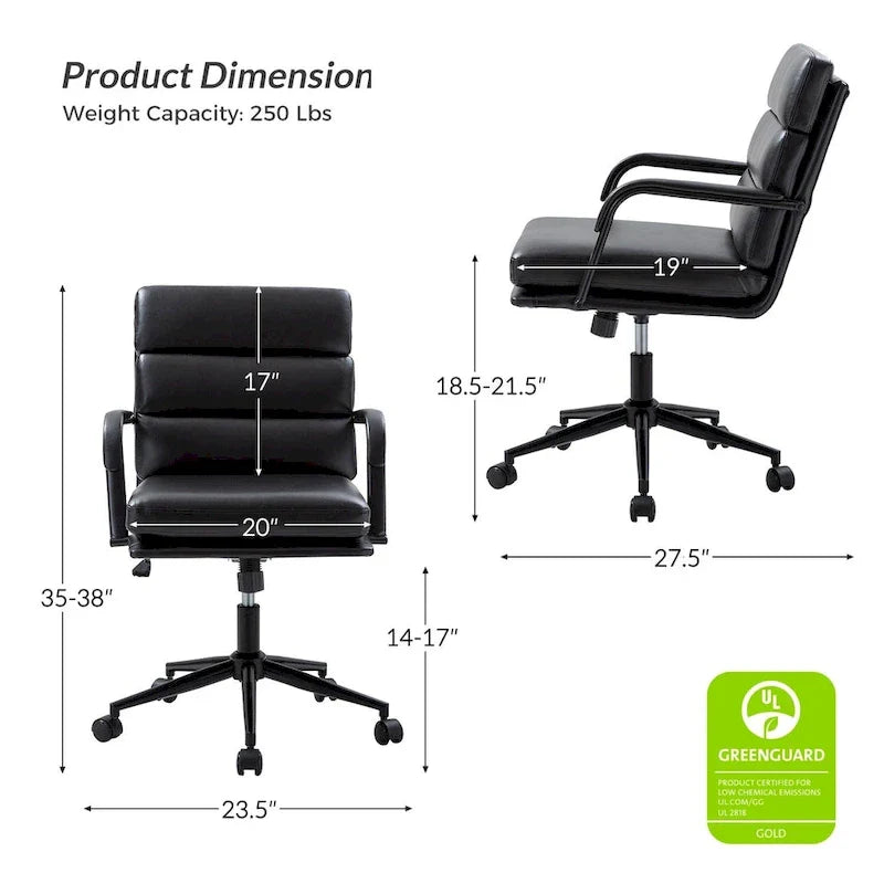 Joseph Contemporary Faux Leather Task Chair with Tilt Lock and Center Tilt by HULALA HOME