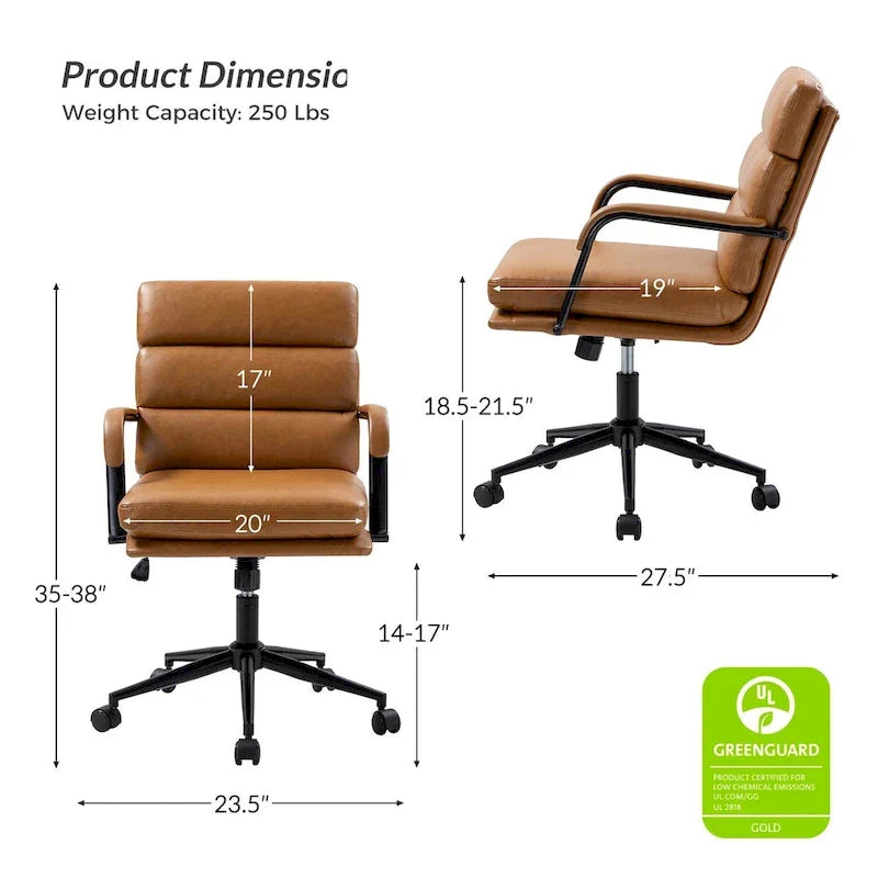 Joseph Contemporary Faux Leather Task Chair with Tilt Lock and Center Tilt by HULALA HOME