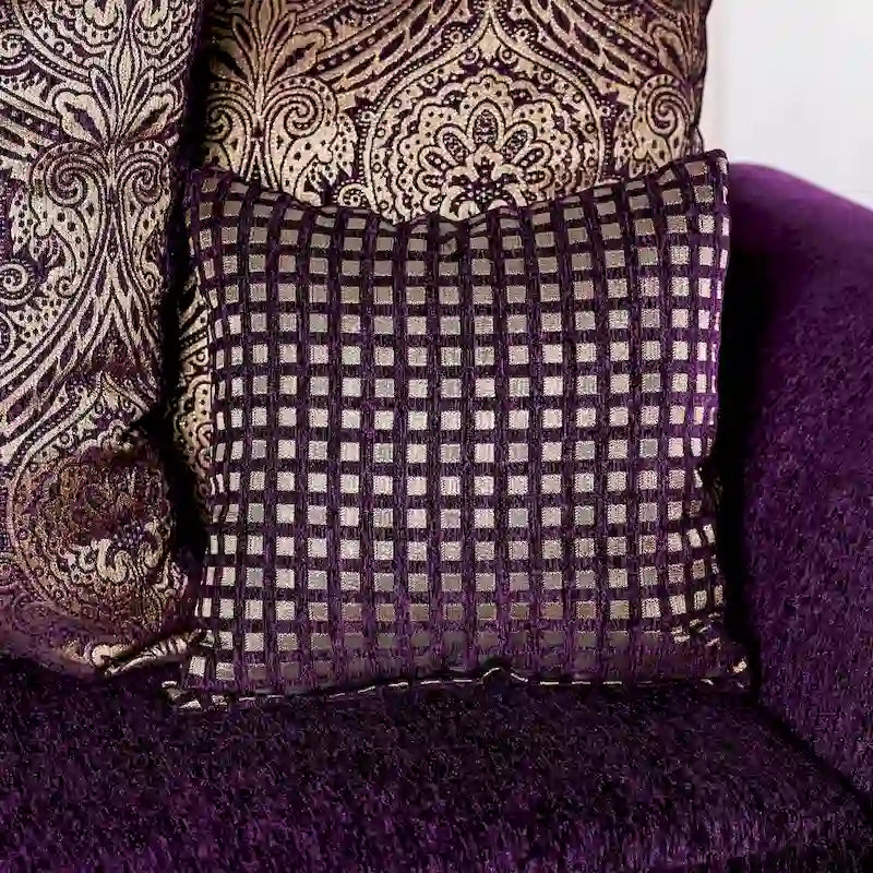 Grendel Classic Purple Chenille Loveseat with Rolled Arms by Furniture of America