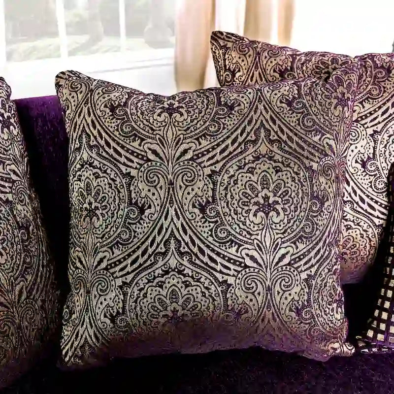 Grendel Classic Purple Chenille Loveseat with Rolled Arms by Furniture of America