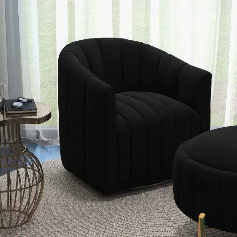 SEYNAR Modern Velvet Tufted Swivel Club Chair and Ottoman Set