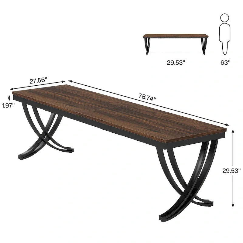 78.74 - Inch Extra Long Double Computer Desk with Stylish Metal Legs for Home Office