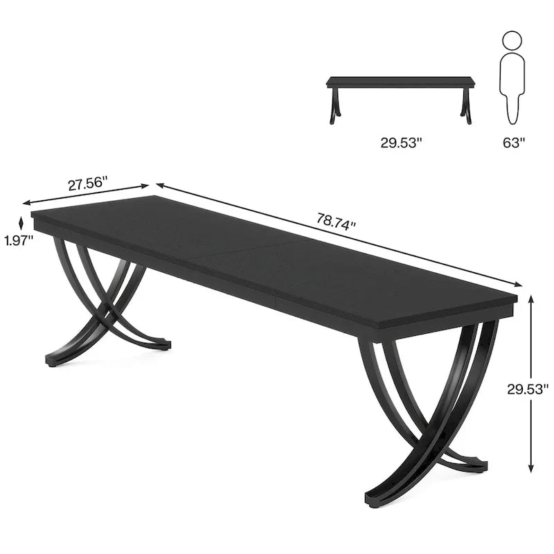 78.74 - Inch Extra Long Double Computer Desk with Stylish Metal Legs for Home Office