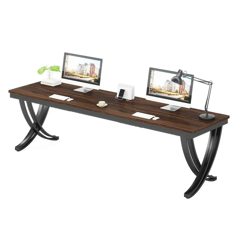 78.74 - Inch Extra Long Double Computer Desk with Stylish Metal Legs for Home Office