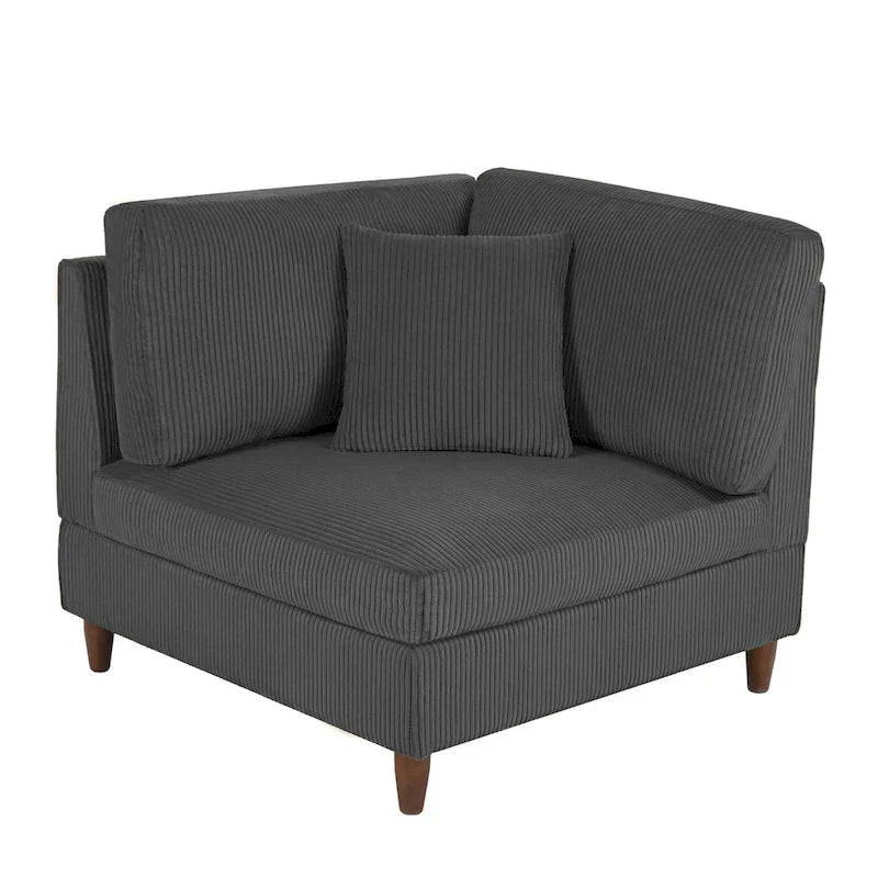 5-Piece Corduroy Modular Sectional Sofa with Ottoman