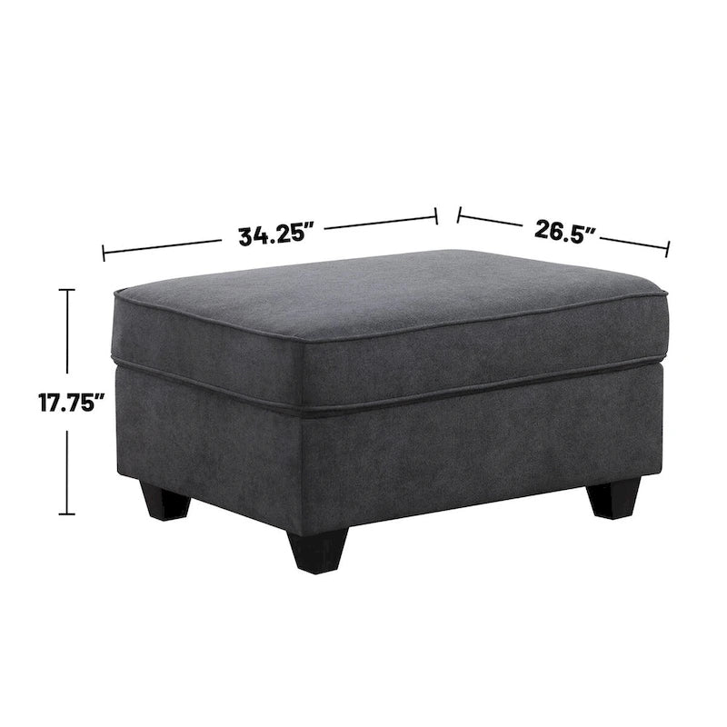 Stone Gray 7-Piece L - Shaped Sectional Sofa Set with Ottoman