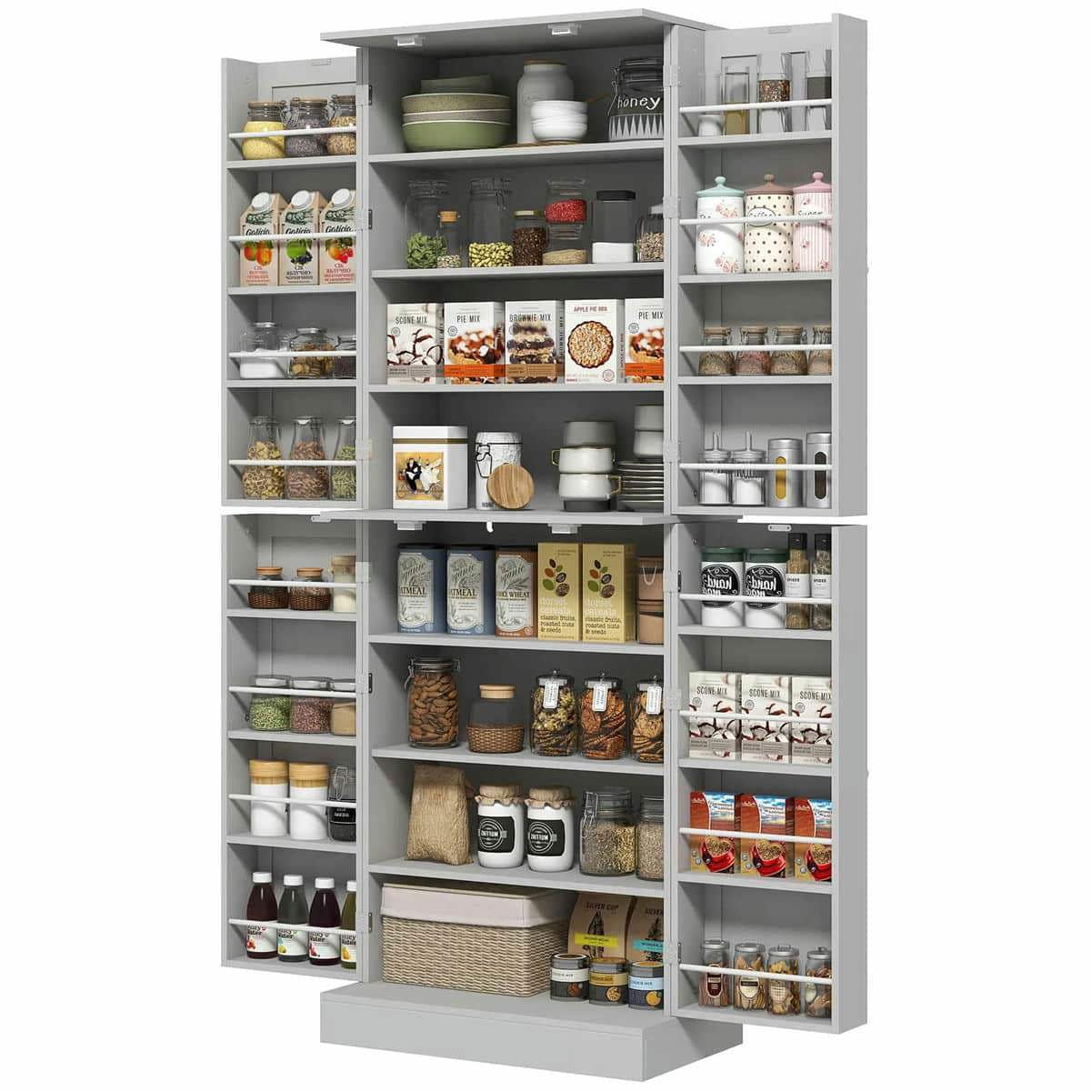 Spaco 17-Tier Kitchen Small Pantry Cabinet with 2 Doors and 6 Adjustable Shelves, Cabinet Pantry, Freestanding 5-Tier Shelving Pantries