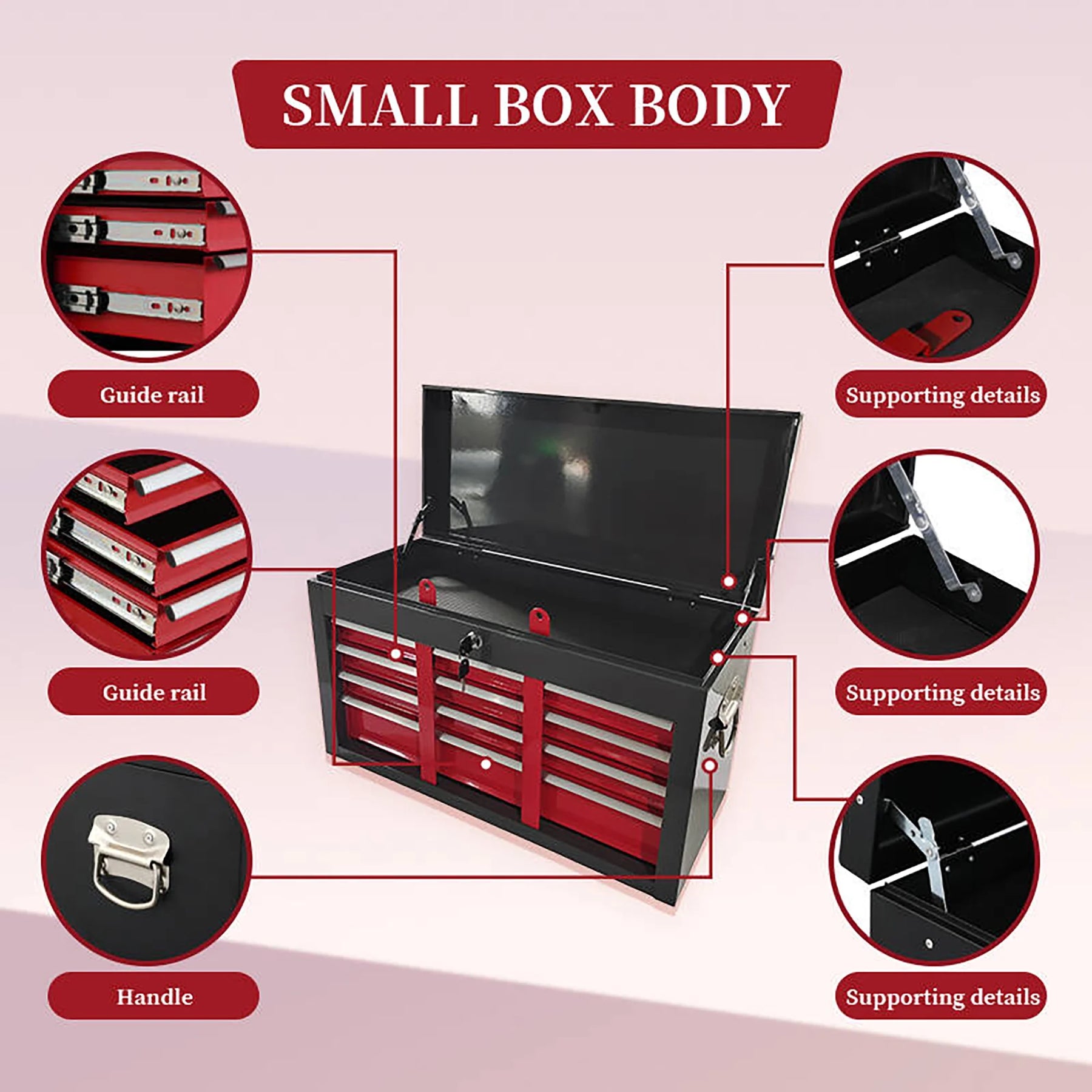 8 Drawer Large Capacity Rolling Toolbox, Detachable Cabinet Storage Tool Chest with Wheels, Tool Storage Cabinet with Lock for Workshop Garage