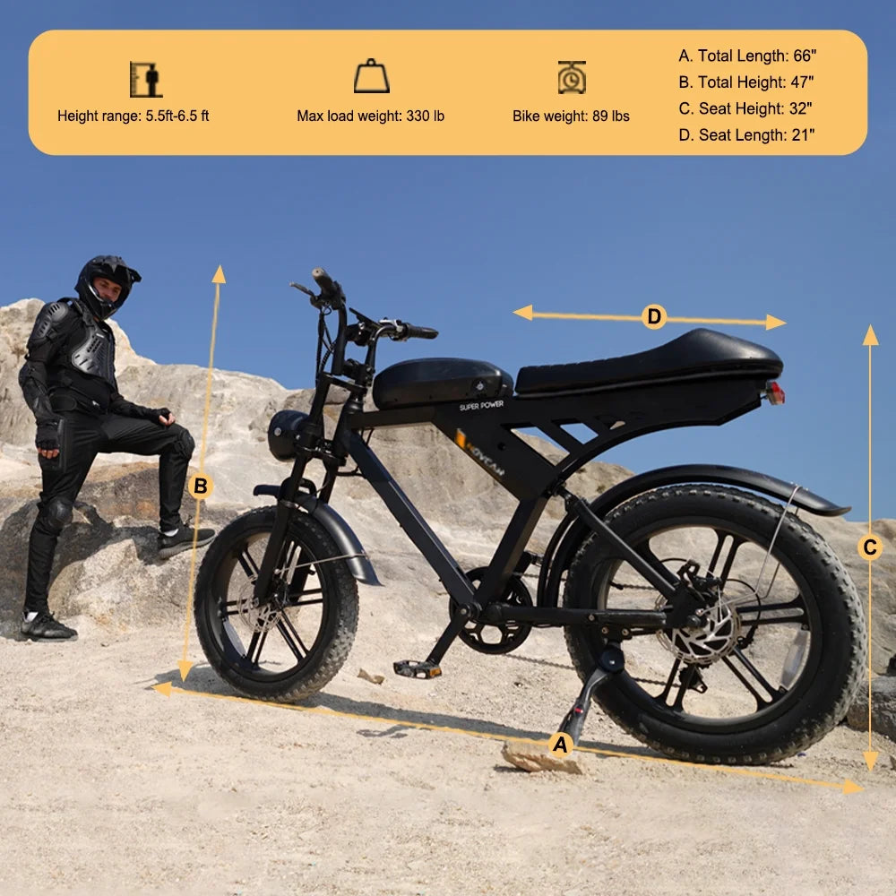 Movcan V30 Electric Bike for Adult, 1000W 20" Fat Tire 48V 15.6AH Removable Battery, 28MPH 7-Speed Disc Brake Off - Road Mountain Ebike UL2849