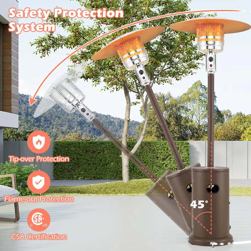 50,000 BTU Propane Outdoor Heater, Round Patio Heater with Stainless Steel Burner, Tip - Over, Flame - Out Protection, Wheels, CSA Certificated